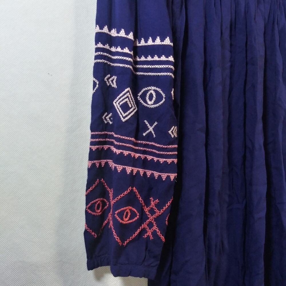 Patrons Of Peace Navy Blue Embroidered Dress Tunic Boho Size Small - Picture 4 of 6